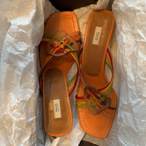 Prada 38 sandals great condition original box card 2 dust bags never used - Picture 9 of 12